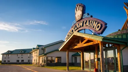 Bear Claw Casino & Hotel entrance in summer